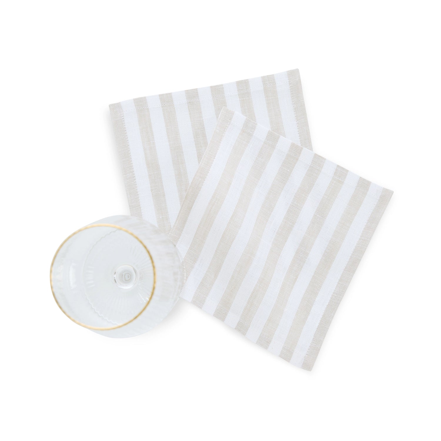 Amalfi Stripe Natural & White Cocktail Napkin Table Décor Setup