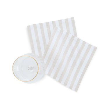 Natural & White | Amalfi Stripe Natural & White Cocktail Napkin Table Décor Setup