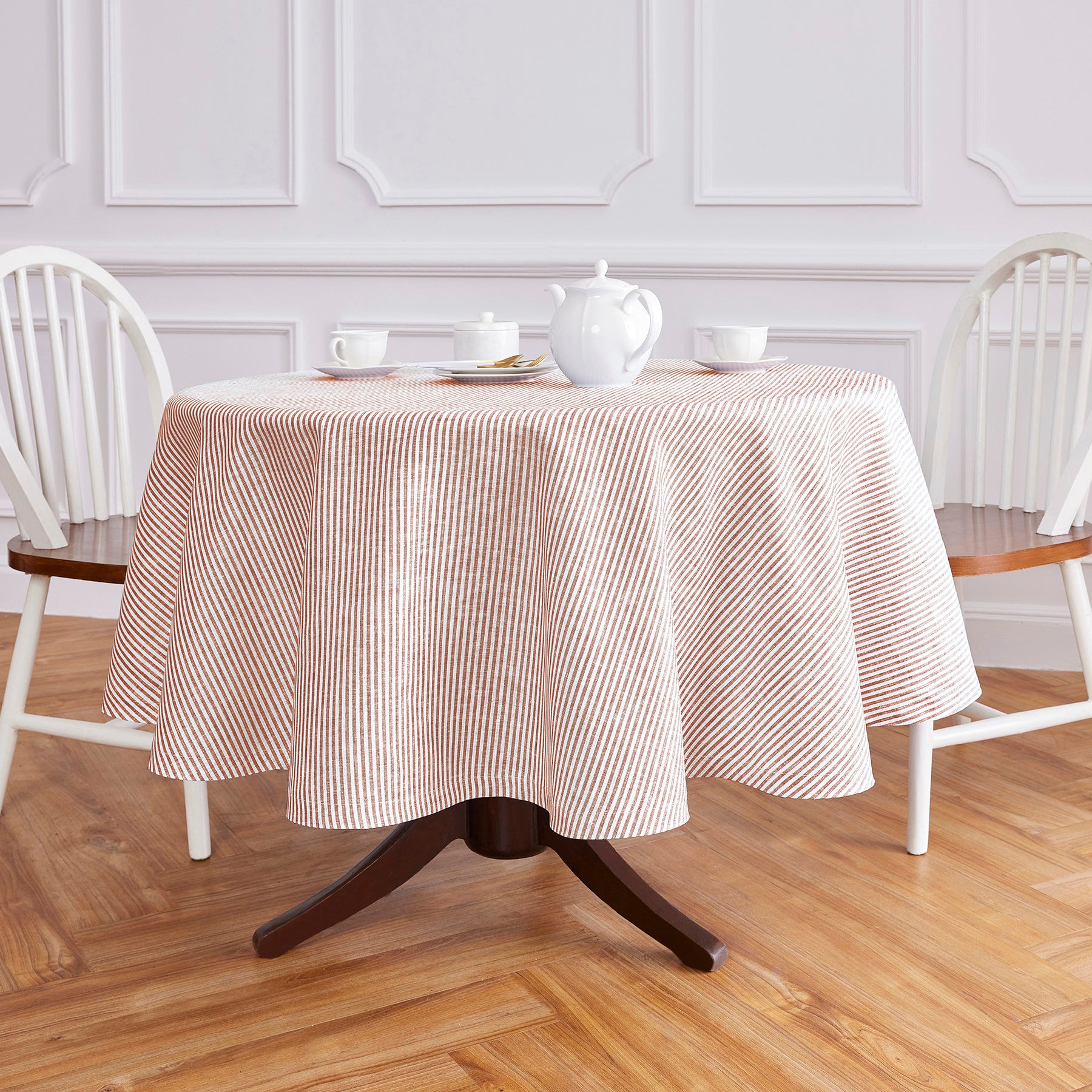 Cinnamon and White Narrow Stripe