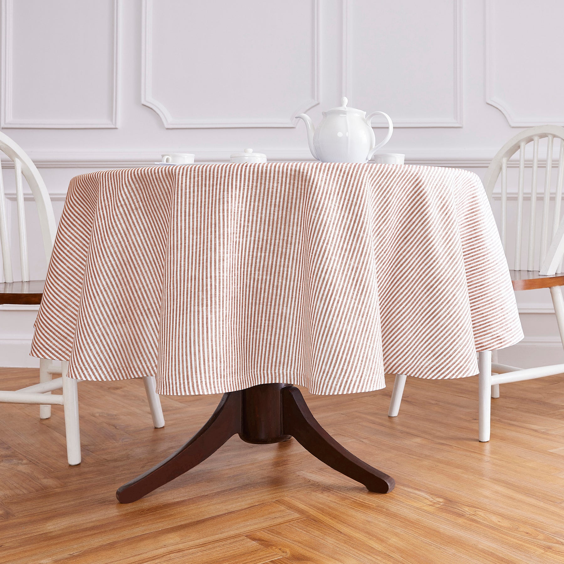 Cinnamon and White Narrow Stripe