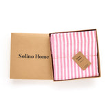 Pink & White | Solino Home Amalfi Stripe Pink & White Tablecloth Linen Tablecloth In Branded Packaging