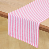 Pink & White | Solino Home Amalfi Stripe Pink & White Elegant Dining Setup With Textured Linen Table Runner
