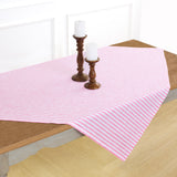 Pink & White | Amalfi Stripe Pink & White Linen Table Throw Displayed Flat Table For Product View