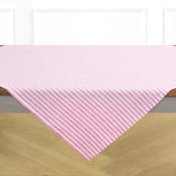 Pink & White | Amalfi Stripe Pink & White Soft Woven Table Throw Layered With Modern Table Décor