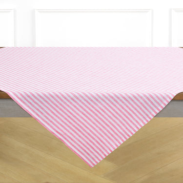 Pink & White | Amalfi Stripe Pink & White Soft Woven Table Throw Layered With Modern Table Décor