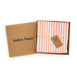 Orange & White | Solino Home Amalfi Stripe Orange & White Tablecloth Linen Tablecloth In Branded Packaging