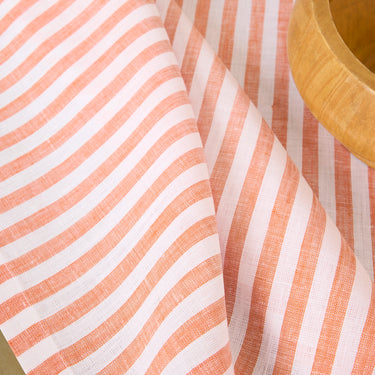 Orange & White | Amalfi Stripe Orange & White Linen Table Throw Styled On An Elegant Dining Table