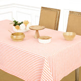 Orange & White | Amalfi Stripe Orange & White Tablecloth Neutral Linen Tablecloth With Farmhouse Table Décor