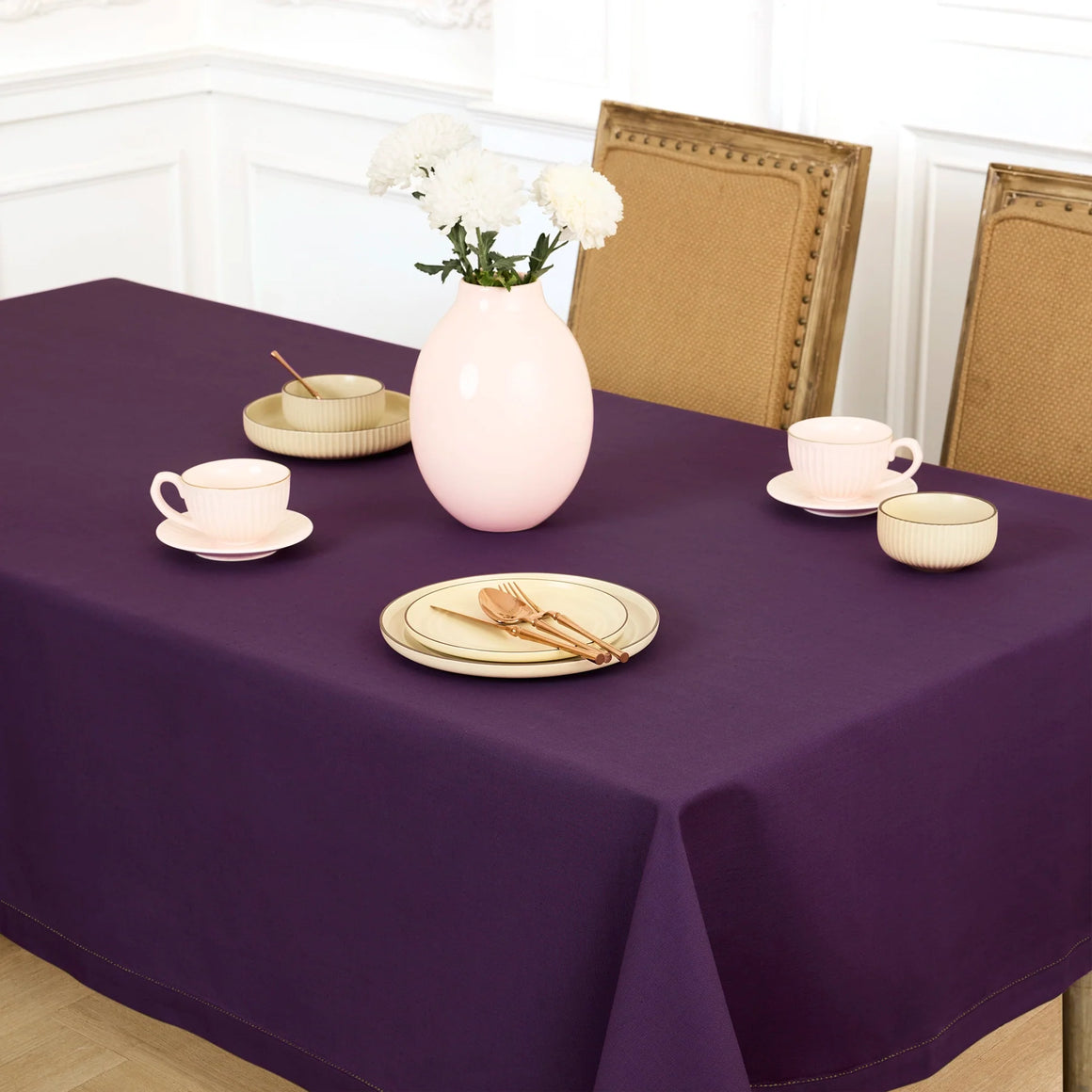 Cotton Linen Hemstitch Collection Table Setting