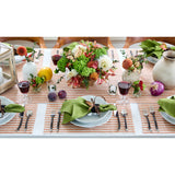 Pumpkin & Natural | Solino Home Amalfi Stripe Pumpkin & Natural Neutral Linen Table Runner With Farmhouse Table Decor
