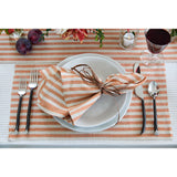 Pumpkin & Natural | Amalfi Stripe Pumpkin & Natural Linen Napkins Soft Linen Dinner Napkins With Modern Table Setting