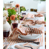 Pumpkin & Natural | Amalfi Stripe Pumpkin & Natural Linen Dinner Napkins Arranged For Dining Décor