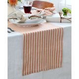 Pumpkin & Natural | Solino Home Amalfi Stripe Pumpkin & Natural Linen Table Runner Styled On A Modern Dining Table