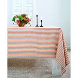 Pumpkin & Natural | Amalfi Stripe Pumpkin & Natural Tablecloth Neutral Linen Tablecloth With Farmhouse Table Décor