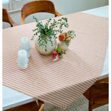 Pumpkin & Natural | Amalfi Stripe Pumpkin & Natural Soft Woven Table Throw Layered With Modern Table Décor