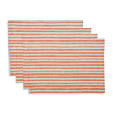Pumpkin & Natural | Amalfi Stripe Pumpkin & Natural Linen Placemats Displayed Flat For Product View