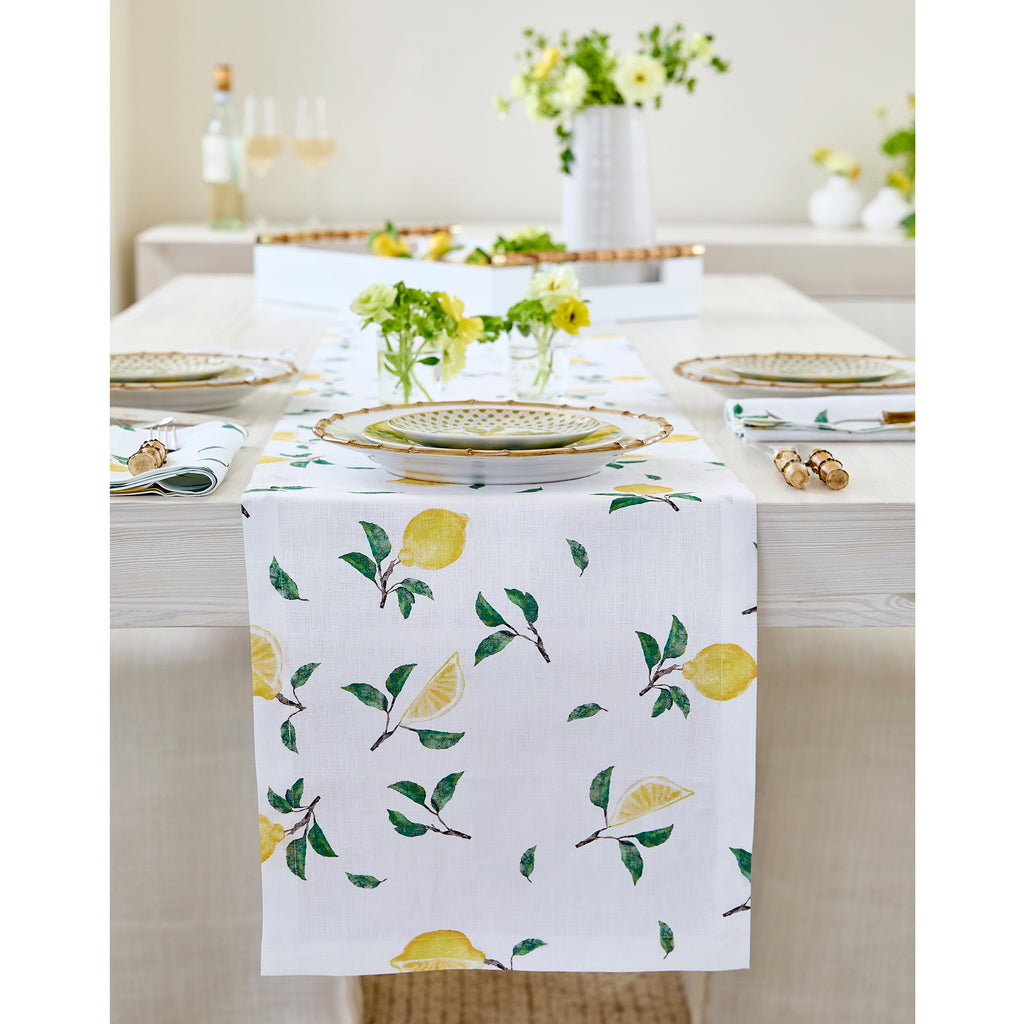 Botanical Lemon Table Runner 14 x 108 inch