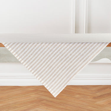 Natural & White | Amalfi Stripe Linen Table Throw Styled On An Elegant Dining Table