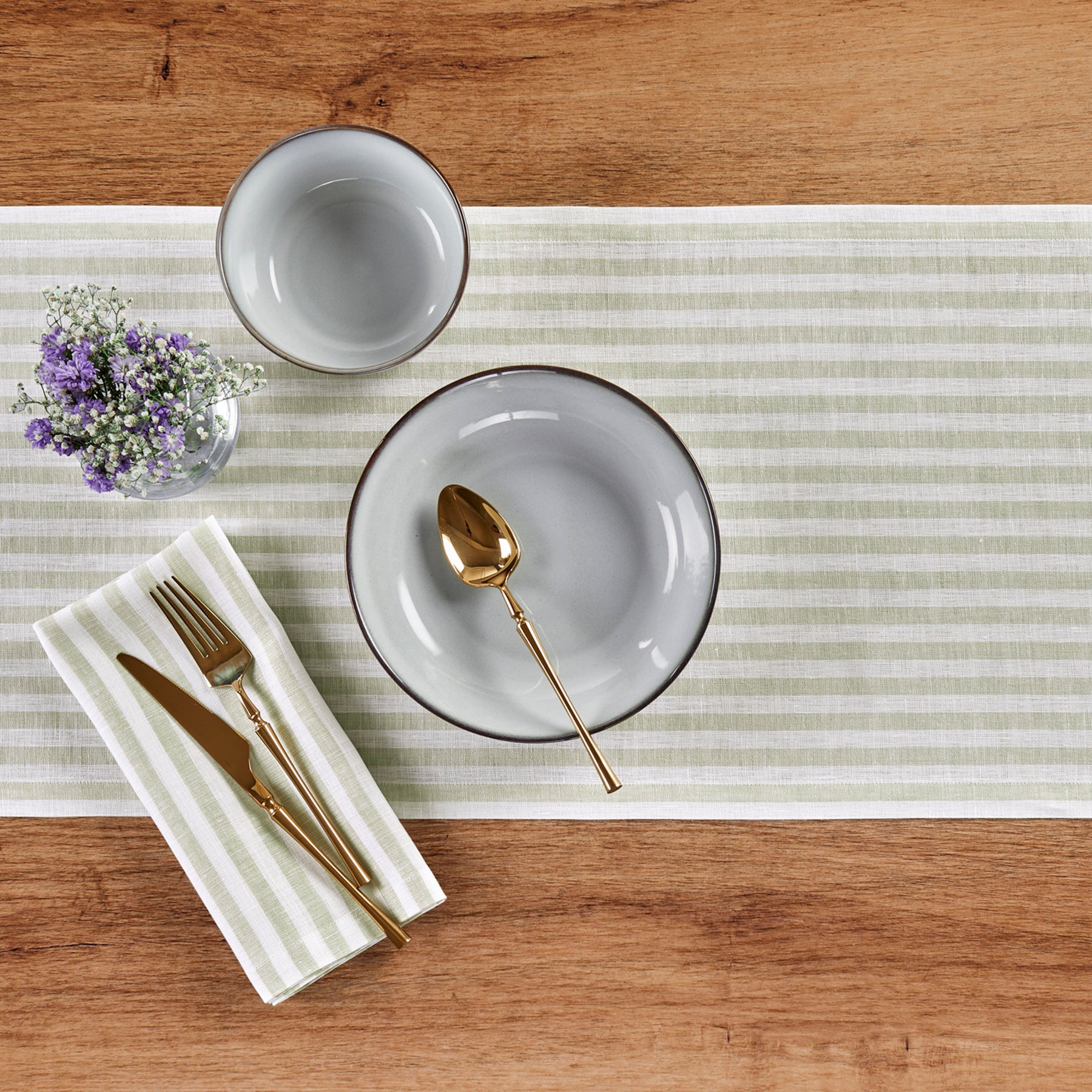 Sage and White Amalfi Stripe
