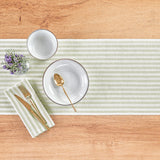 Sage & White | Amalfi Stripe Sage & White Linen Dinner Napkins Arranged For Dining Décor
