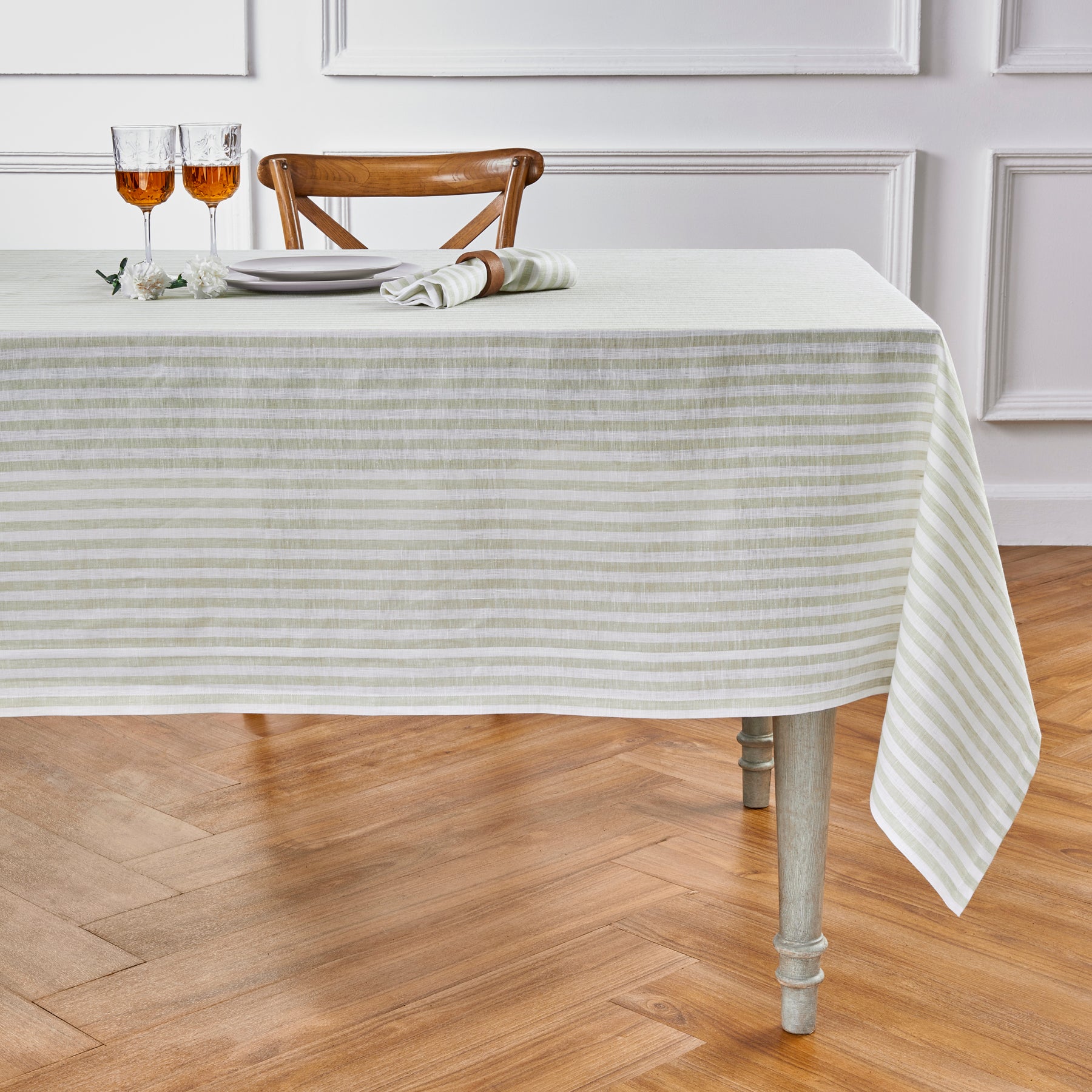 Sage and White Amalfi Stripe