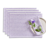 Violet & White | Amalfi Stripe Violet & White Linen Placemats Displayed Flat For Product View