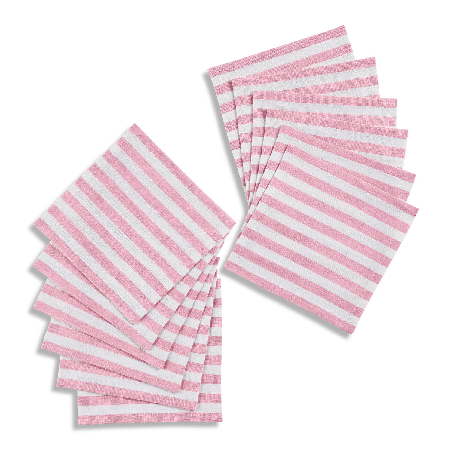 Amalfi Stripe Cherry Blossom & White Cocktail Napkin Prodcut Image