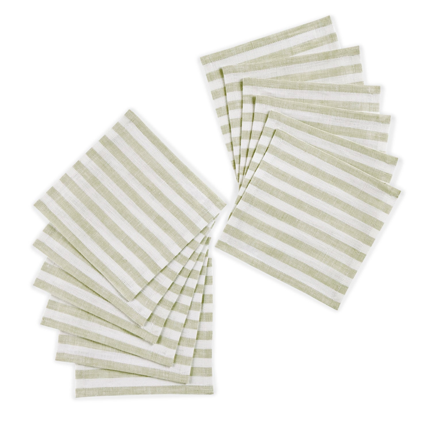 Amalfi Stripe Sage & White Cocktail Napkin Prodcut Image