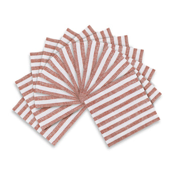 Cinnamon & White | Amalfi Stripe Cinnamon & White Cocktail Napkin Prodcut Image
