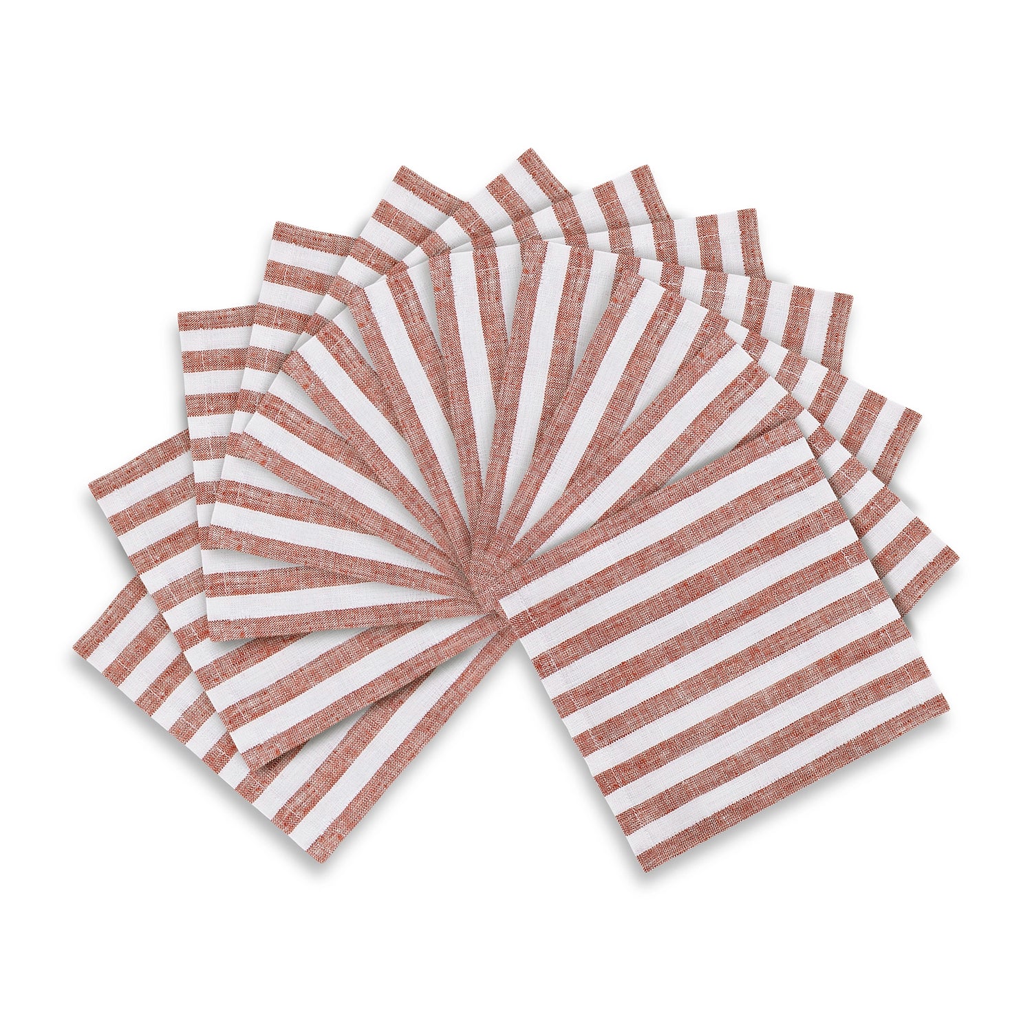 Amalfi Stripe Cinnamon & White Cocktail Napkin Prodcut Image