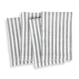 Grey & White | Amalfi Stripe Grey & White Linen Dinner Napkins Folded For Product Display
