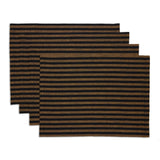 Brown Sugar & Black | Amalfi Stripe Brown Sugar & Black Linen Placemats Displayed Flat For Product View