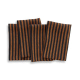 Pumpkin & Black  | Amalfi Stripe Pumpkin & Black  Linen Dinner Napkins Folded For Product Display
