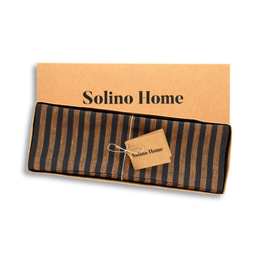Pumpkin & Black | Solino Home Amalfi Stripe Pumpkin & Black Linen Placemat Set In Branded Packaging