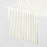 Sage & White | Solino Home Amalfi Stripe Sage & White Neutral Linen Table Runner With Farmhouse Table Decor