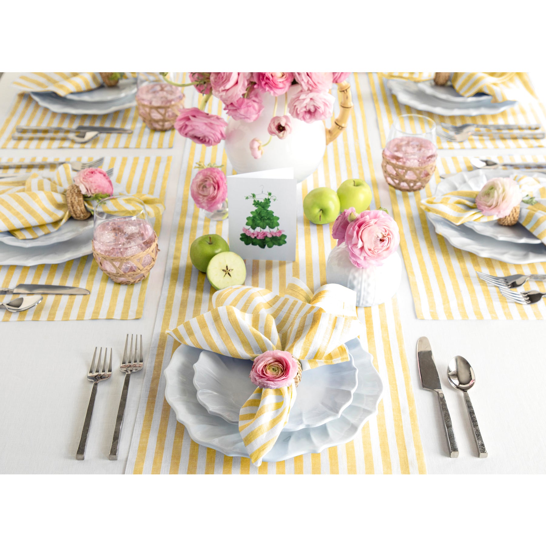 Primrose Yellow and White Amalfi Stripe