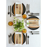Natural & White | Amalfi Stripe Natural & White Linen Dinner Napkins Arranged For Dining Décor