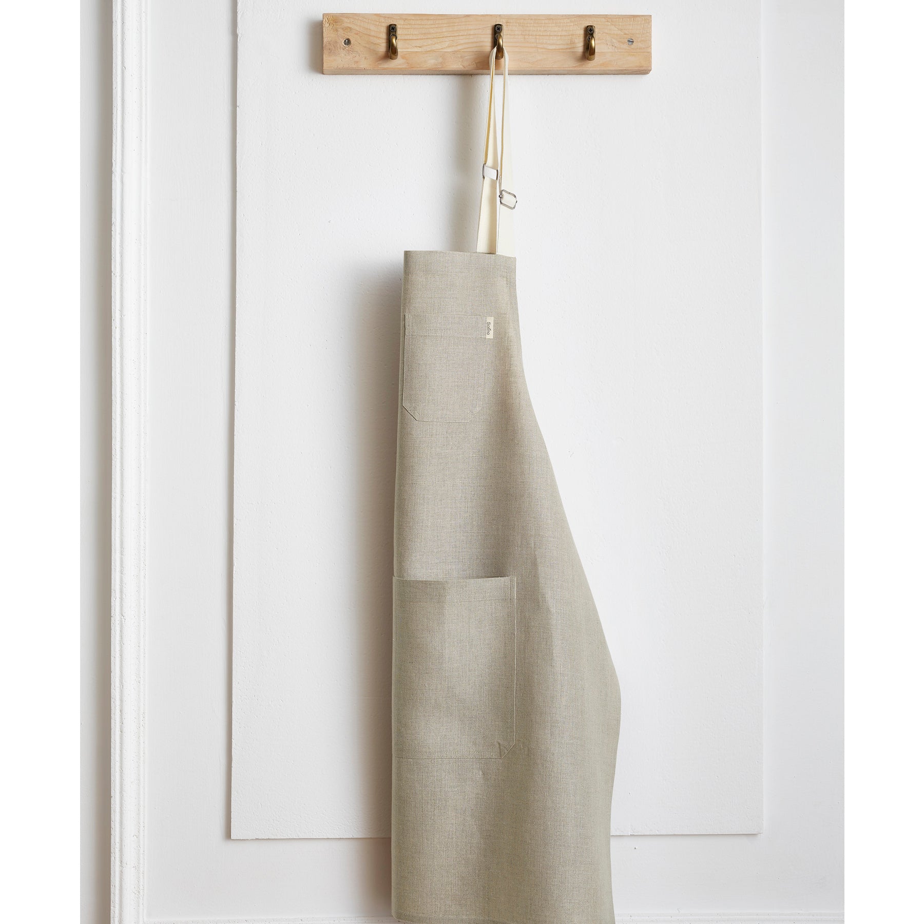 Natural Apron with Ivory Tie