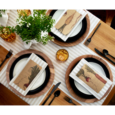 Natural & White | Amalfi Stripe Elegant Table Setting With Textured Linen Placemat