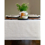 Natural & White | Amalfi Stripe Natural & White Tablecloth Neutral Linen Tablecloth With Farmhouse Table Décor
