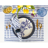 Navy & White | Amalfi Stripe Navy & White Linen Dinner Napkins Arranged For Dining Décor