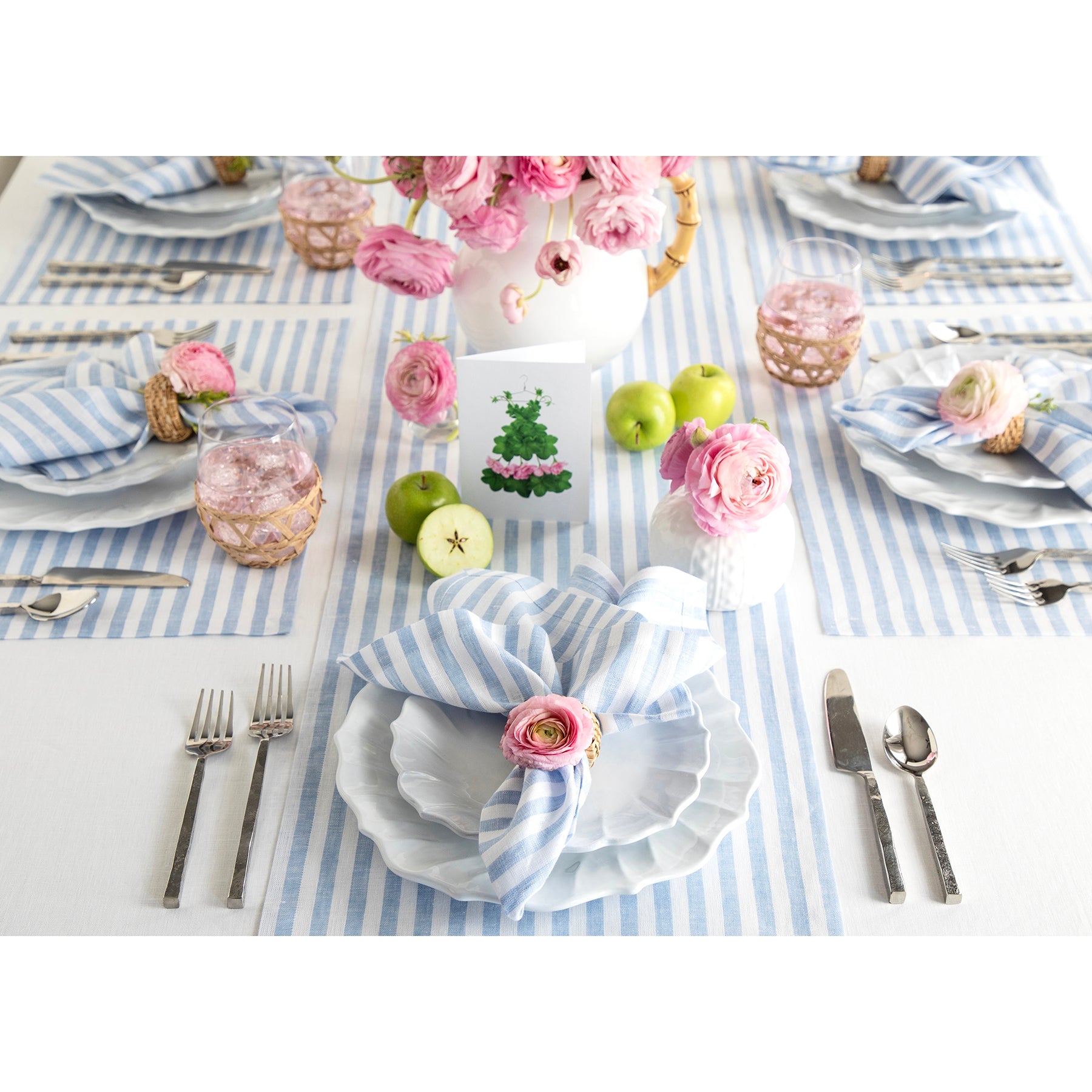 Sky Blue and White Amalfi Stripe