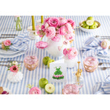 Sky Blue & White | Amalfi Stripe Sky Blue & White Tablecloth Linen Tablecloth Styled On A Modern Dining Table