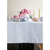 Sky Blue & White | Amalfi Stripe Sky Blue & White Tablecloth Neutral Linen Tablecloth With Farmhouse Table Décor