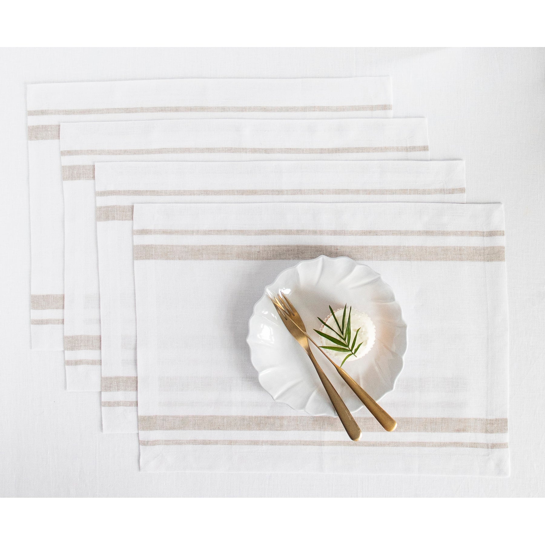 Natural and White French Stripe