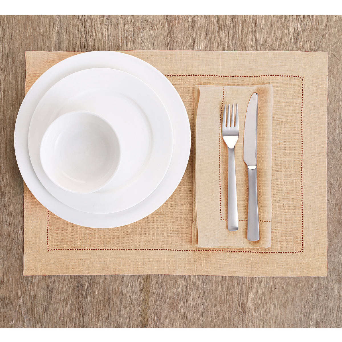 4 Pc Set of White Hemstitched Linen Placemats 12X18 4 Pc Set of White Hemstitched Linen Placemats 12X18